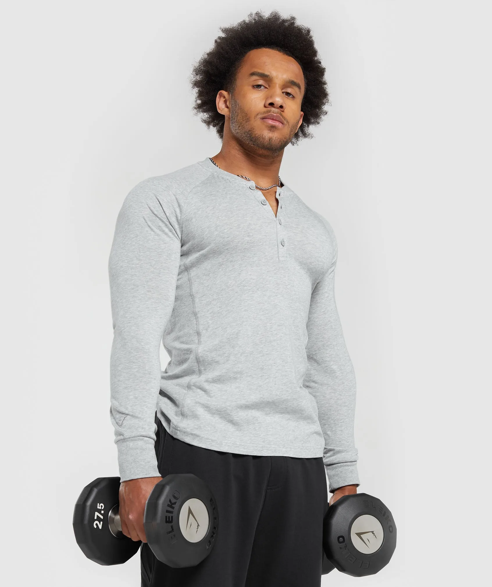 Gymshark Rest Day Essentials Henley - Light Grey Core Marl